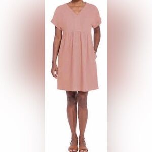Briggs Pink Baby Doll Dress- Linen Blend